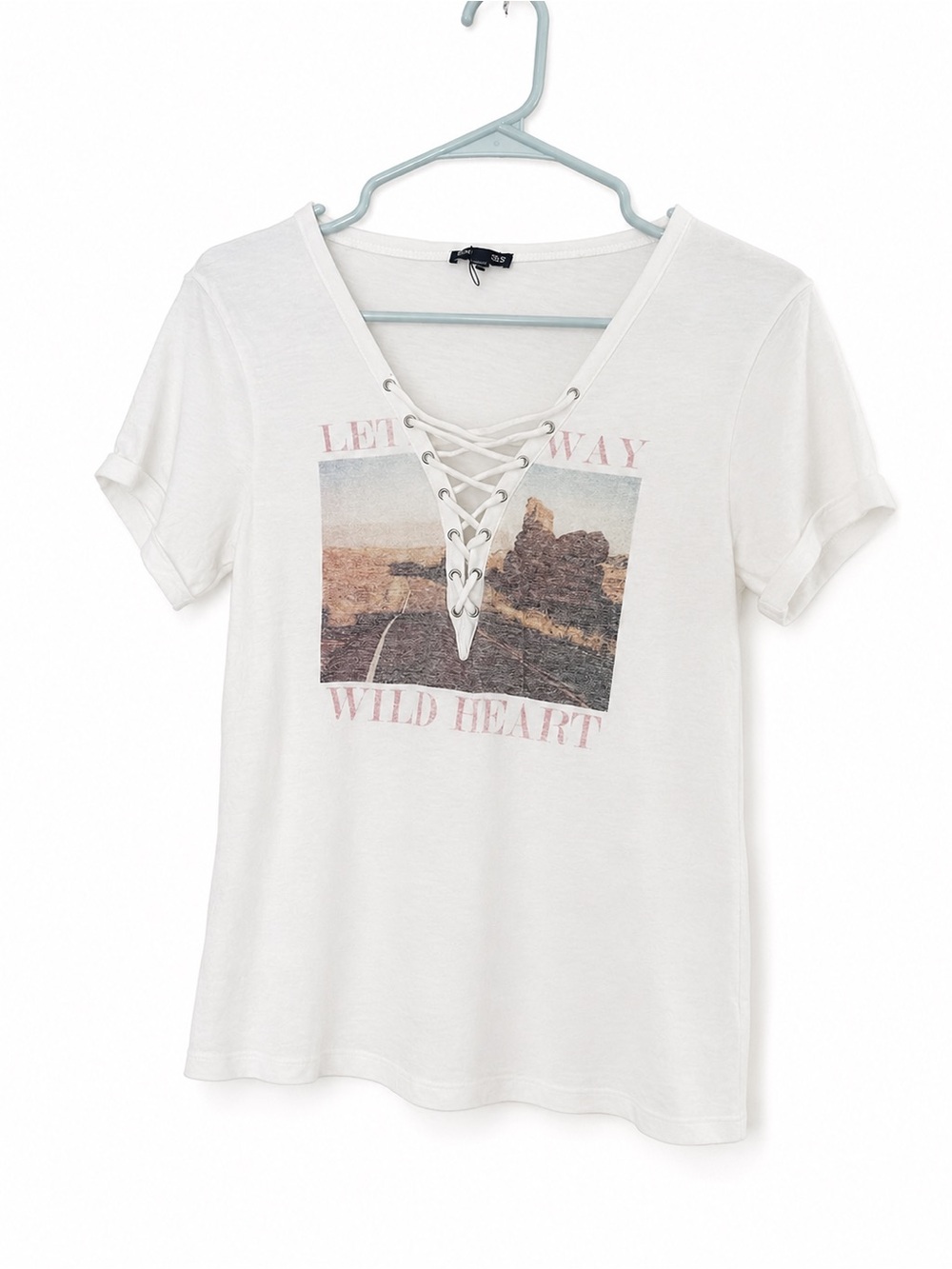 Express White Lace-Up Graphic Tee - Wild Heart